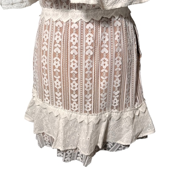 For‎ Love & Lemons White Lace Lovebird Mini Dress Size Large Pockets Flirty NWT - Picture 11 of 16